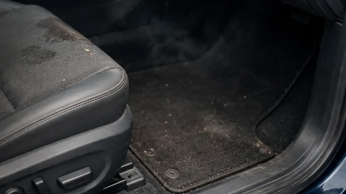 Interior de auto preparado para un tratamiento profesional contra malos olores