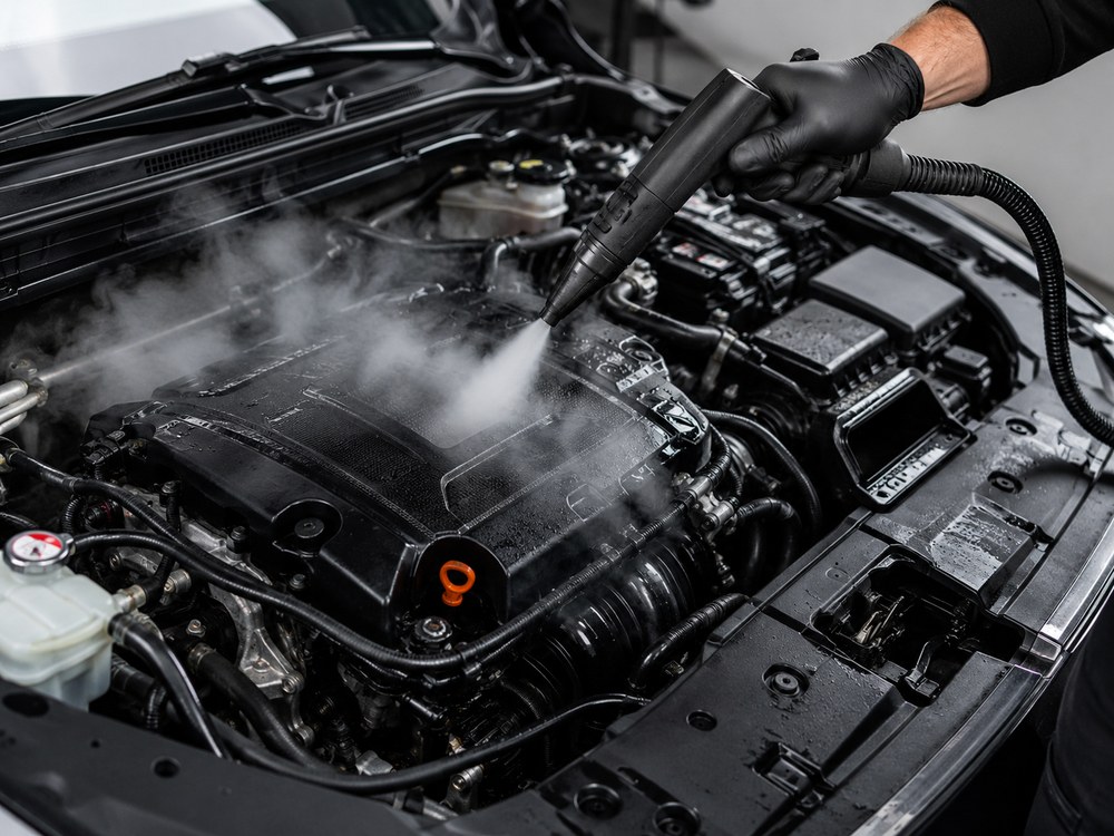 Limpieza controlada de un motor utilizando vapor